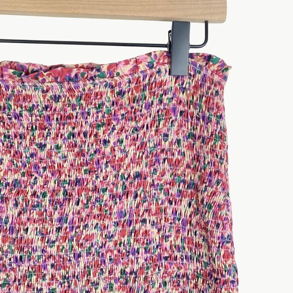 NWT Amour Vert Women's Eunice Smock Floral High Waist Midi Skirt Sz Medium, Pink - Picture 5 of 12